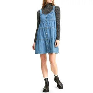 Levis Denim Joni Tiered Button Front Mini Dress Sz XL